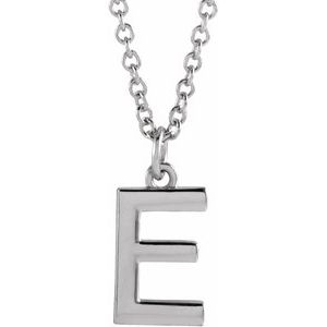 Sterling Silver Initial E Dangle 16" Necklace Siddiqui Jewelers