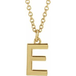 18K Yellow Gold-Plated Sterling Silver Initial E  Dangle 16" Necklace Siddiqui Jewelers