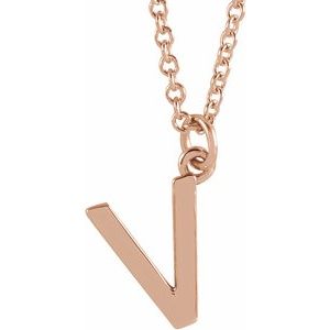 18K Rose Gold-Plated Sterling Silver Initial V Dangle 18" Necklace Siddiqui Jewelers