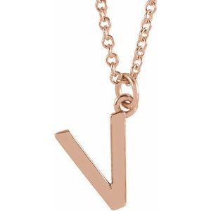 14K Rose Initial V Dangle 16" Necklace Siddiqui Jewelers