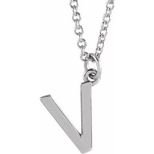Sterling Silver Initial V Dangle 16" Necklace Siddiqui Jewelers