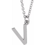Platinum Initial V Dangle 16" Necklace Siddiqui Jewelers