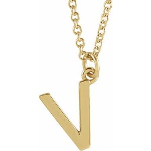 18K Yellow Gold-Plated Sterling Silver Initial V Dangle 18" Necklace Siddiqui Jewelers
