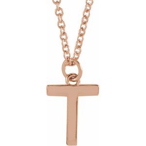 18K Rose Gold-Plated Sterling Silver Initial T  Dangle 16" Necklace Siddiqui Jewelers
