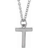 Platinum Initial T Dangle 16" Necklace Siddiqui Jewelers