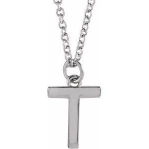 Sterling Silver Initial T Dangle 16" Necklace Siddiqui Jewelers