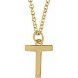 18K Yellow Gold-Plated Sterling Silver Initial T Dangle 18" Necklace Siddiqui Jewelers