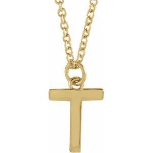 18K Yellow Gold-Plated Sterling Silver Initial T Dangle 18" Necklace Siddiqui Jewelers