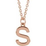18K Rose Gold-Plated Sterling Silver Initial S Dangle 18" Necklace-Siddiqui Jewelers
