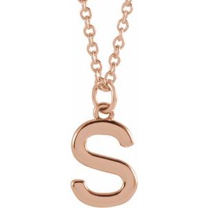 18K Rose Gold-Plated Sterling Silver Initial S Dangle 18" Necklace-Siddiqui Jewelers
