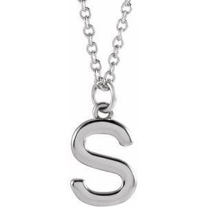 14K White Initial S Dangle 18" Necklace Siddiqui Jewelers