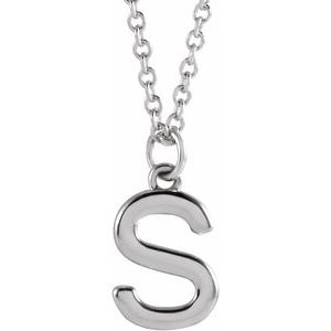 Sterling Silver Initial S Dangle 16" Necklace Siddiqui Jewelers