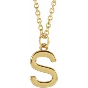 18K Yellow Gold-Plated Sterling Silver Initial S  Dangle 16" Necklace Siddiqui Jewelers