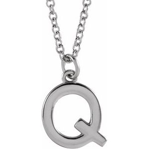 14K White Initial Q Dangle 18" Necklace Siddiqui Jewelers