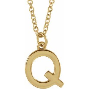 18K Yellow Gold-Plated Sterling Silver Initial Q Dangle 18" Necklace Siddiqui Jewelers