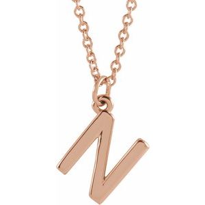 18K Rose Gold-Plated Sterling Silver Initial N Dangle 18" Necklace Siddiqui Jewelers
