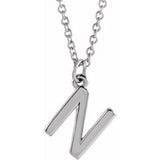 Sterling Silver Initial N Dangle 16" Necklace Siddiqui Jewelers
