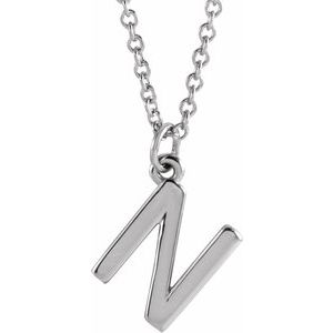 Sterling Silver Initial N Dangle 18" Necklace Siddiqui Jewelers
