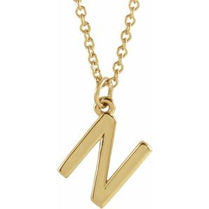 14K Yellow Initial N Dangle 16" Necklace Siddiqui Jewelers