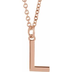 18K Rose Gold-Plated Sterling Silver Initial L  Dangle 16" Necklace Siddiqui Jewelers