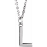 Sterling Silver Initial L Dangle 16" Necklace Siddiqui Jewelers