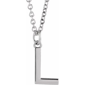 Sterling Silver Initial L Dangle 18" Necklace Siddiqui Jewelers