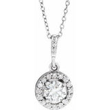 14K White 5/8 CTW Diamond Halo-Style 18" Necklace-Siddiqui Jewelers
