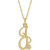 14K Yellow Gold-Plated .02 CT Diamond Script Initial J 16-18" Necklace - Siddiqui Jewelers