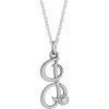 Sterling Silver .02 CT Diamond Script Initial I 16-18" Necklace - Siddiqui Jewelers