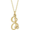 14K Yellow .02 CT Diamond Script Initial I 16-18" Necklace - Siddiqui Jewelers