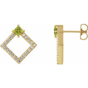 14K Yellow Peridot & 1/3 CTW Diamond Earrings - Siddiqui Jewelers