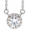 14K White 5 mm Natural White Sapphire & 1/10 CTW Natural Diamond 18" Necklace Siddiqui Jewelers