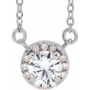 Platinum 3 mm Natural White Sapphire & .03 CTW Natural Diamond 16" Necklace Siddiqui Jewelers