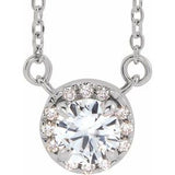 14K White 6 mm Natural White Sapphire & 1/6 CTW Natural Diamond 18" Necklace Siddiqui Jewelers