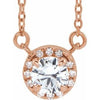 14K Rose 6 mm Natural White Sapphire & 1/6 CTW Natural Diamond 18" Necklace Siddiqui Jewelers