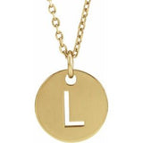 18K Yellow Gold-Plated Sterling Silver Initial L 10 mm Disc 16-18" Necklace-Siddiqui Jewelers