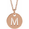 14K Rose Initial M 10 mm Disc 16-18" Necklace-Siddiqui Jewelers