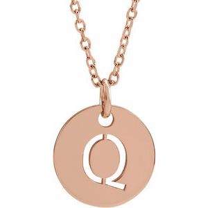 18K Rose Gold-Plated Sterling Silver Initial Q 16-18" Necklace Siddiqui Jewelers