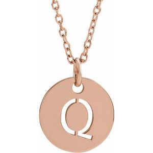 14K Rose Initial Q 16-18" Necklace Siddiqui Jewelers