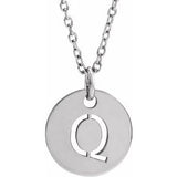 Sterling Silver Initial Q 10 mm Disc 16-18" Necklace-Siddiqui Jewelers