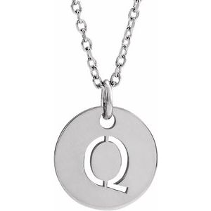 Sterling Silver Initial Q 16-18" Necklace Siddiqui Jewelers
