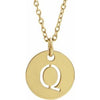 18K Yellow Gold-Plated Sterling Silver Initial Q 10 mm Disc 16-18" Necklace-Siddiqui Jewelers