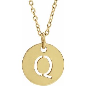 18K Yellow Gold-Plated Sterling Silver Initial Q 16-18" Necklace Siddiqui Jewelers