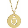 14K Yellow Initial Q 10 mm Disc 16-18" Necklace - Siddiqui Jewelers