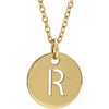 14K Yellow Initial R 10 mm Disc 16-18" Necklace-Siddiqui Jewelers