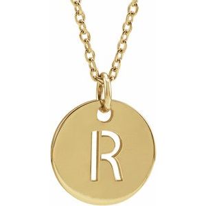 18K Yellow Gold-Plated Sterling Silver Initial R 16-18" Necklace Siddiqui Jewelers