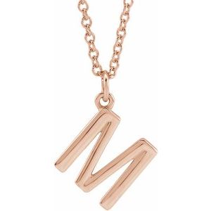 18K Rose Gold-Plated Sterling Silver Initial M Dangle 18" Necklace Siddiqui Jewelers