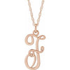 14K Rose Script Initial F 16-18" Necklace - Siddiqui Jewelers