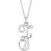 Sterling Silver Script Initial F 16-18" Necklace - Siddiqui Jewelers