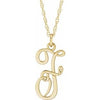 14K Yellow Gold-Plated Sterling Silver Script Initial F 16-18" Necklace - Siddiqui Jewelers